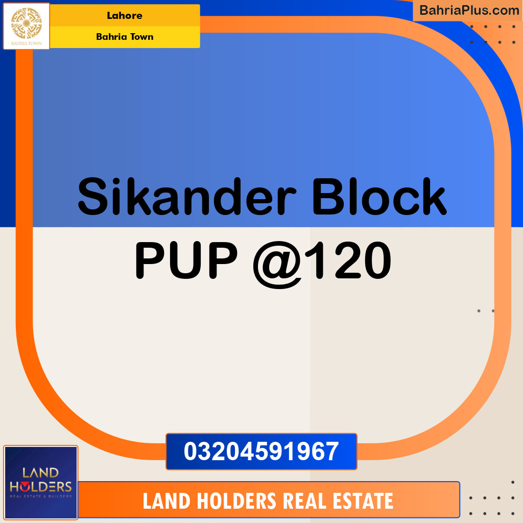 Residential Plot for Sale in Sector F - Sikander Block -  Bahria Town, Lahore - (BP-162553)