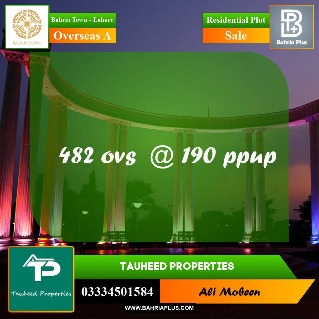 Residential Plot for Sale in Overseas A -  Bahria Town, Lahore - (BP-162554)