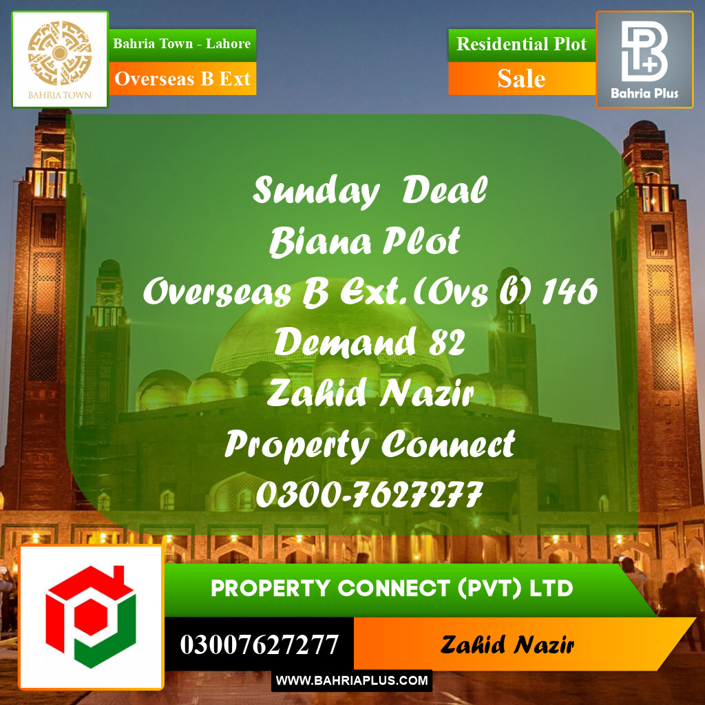 Residential Plot for Sale in Overseas B Ext -  Bahria Town, Lahore - (BP-162557)