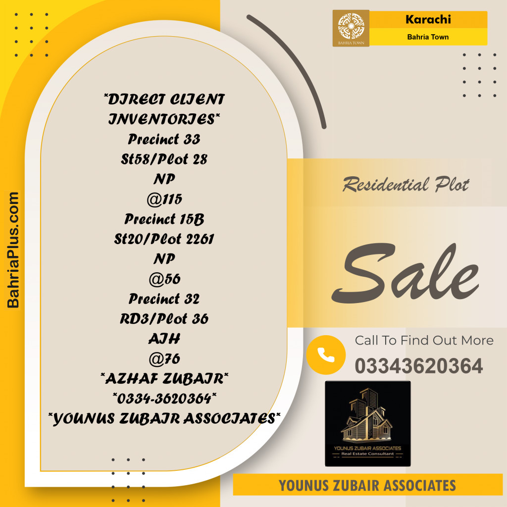 Residential Plot for Sale in Precinct 33 -  Bahria Town, Karachi - (BP-162562)