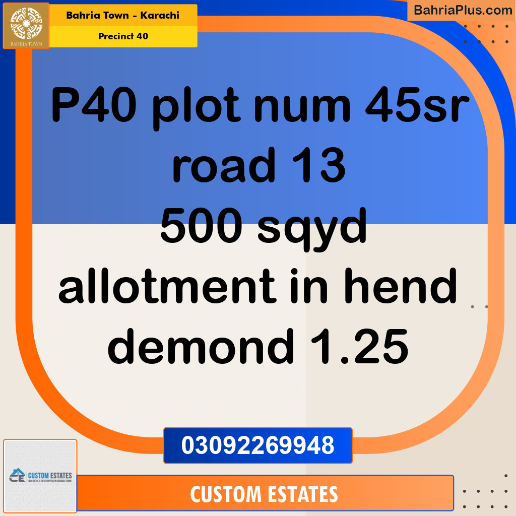 Residential Plot for Sale in Precinct 40 -  Bahria Town, Karachi - (BP-162587)