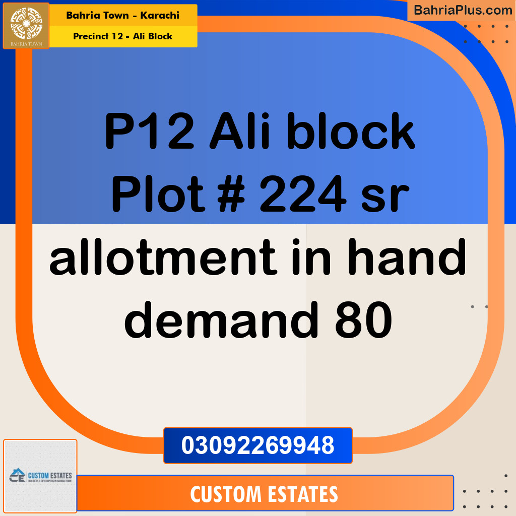 125 Sq. Yards Residential Plot for Sale in Precinct 12 - Ali Block -  Bahria Town, Karachi - (BP-162623)
