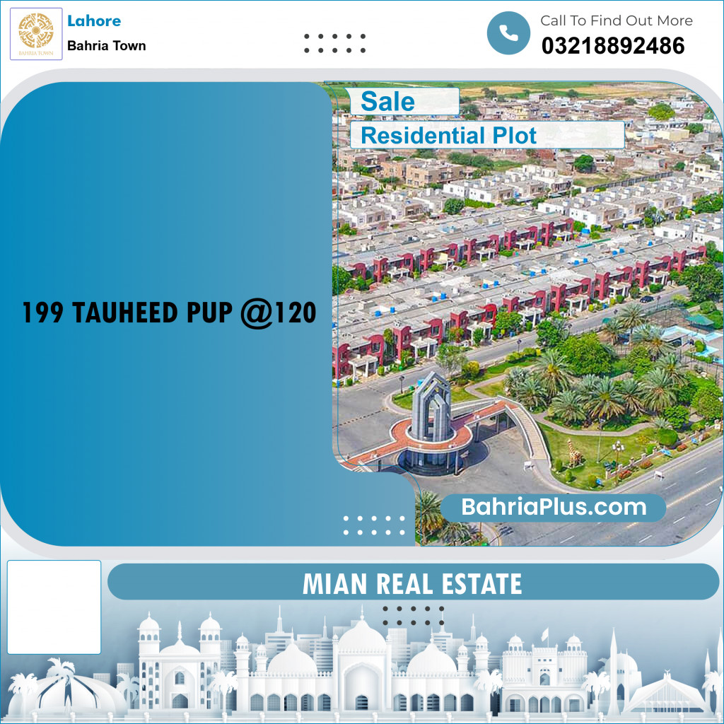Residential Plot for Sale in Sector F - Tauheed Block -  Bahria Town, Lahore - (BP-162637)