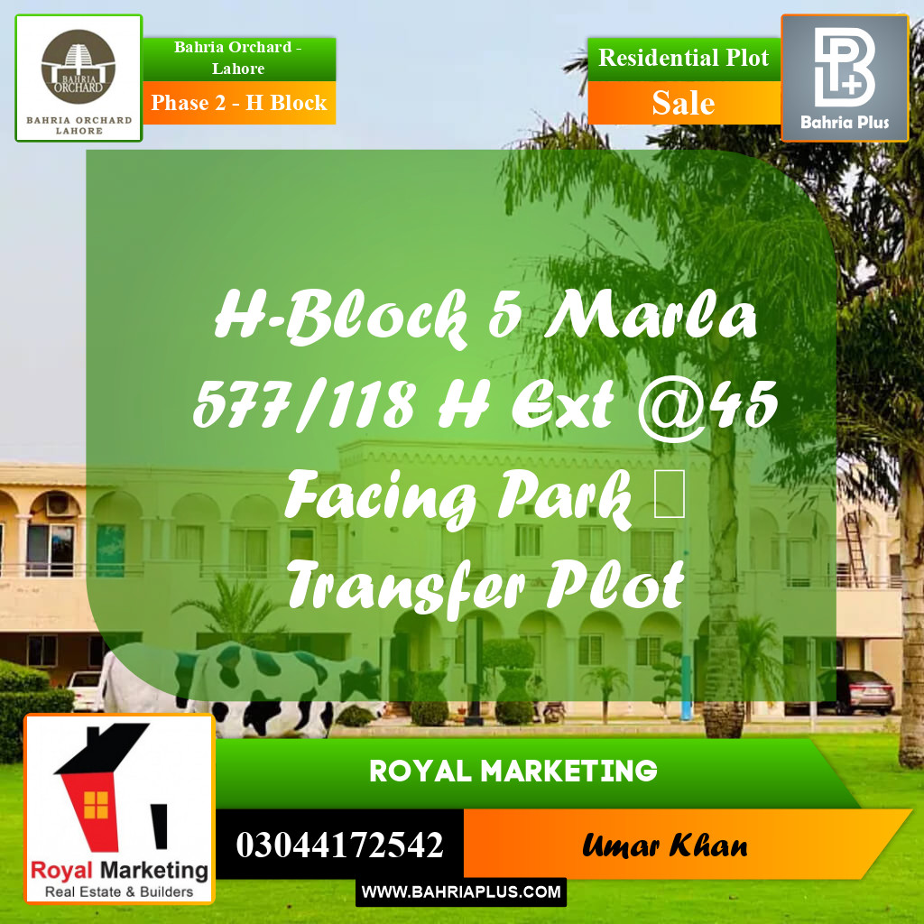Residential Plot for Sale in Phase 2 - H Block -  Bahria Orchard, Lahore - (BP-162665)