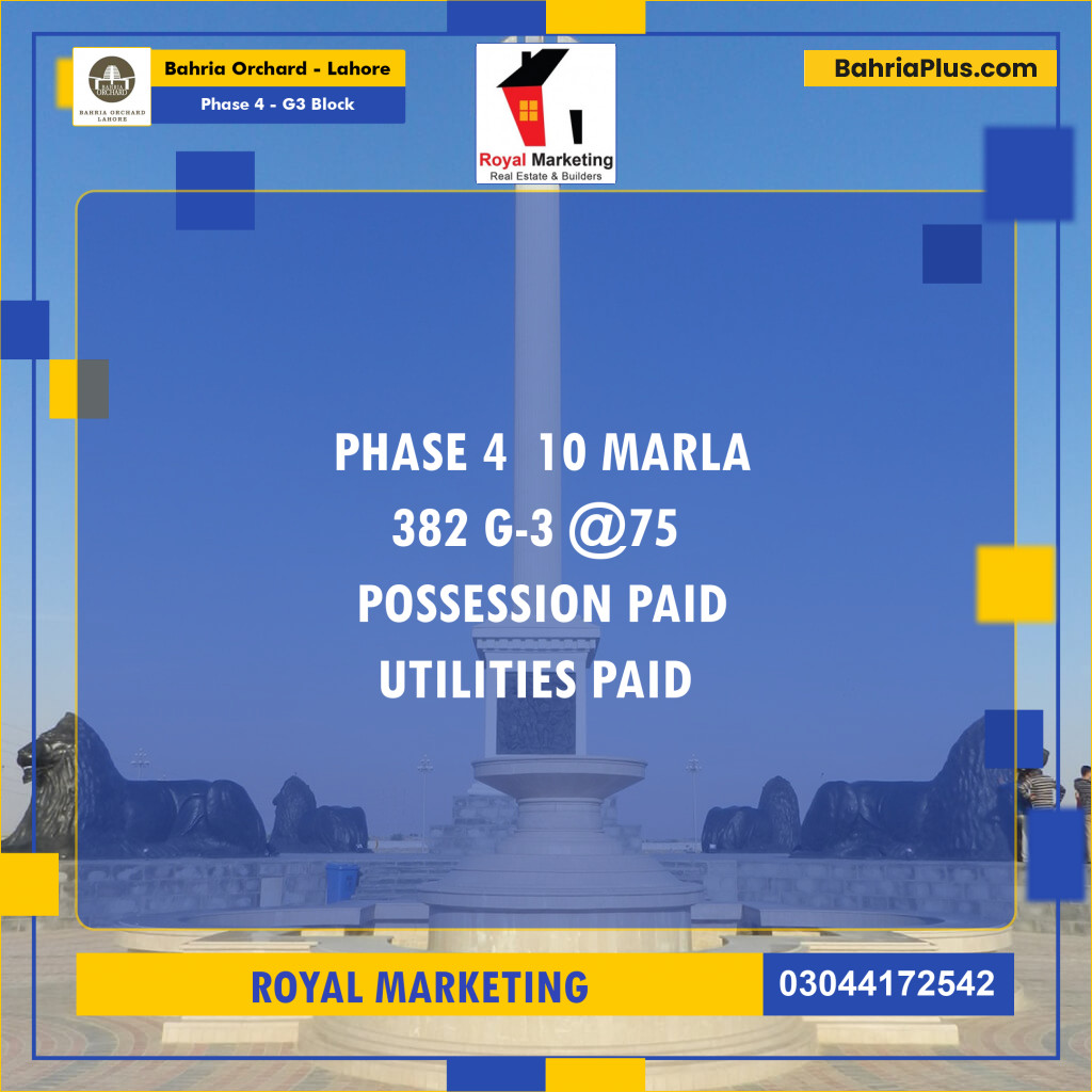 Residential Plot for Sale in Phase 4 - G3 Block -  Bahria Orchard, Lahore - (BP-162666)