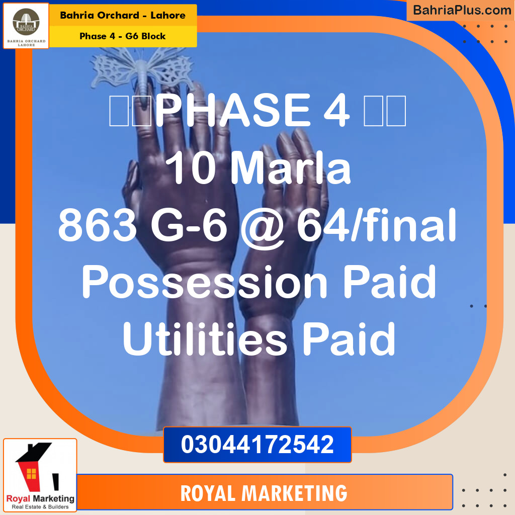 Residential Plot for Sale in Phase 4 - G6 Block -  Bahria Orchard, Lahore - (BP-162667)