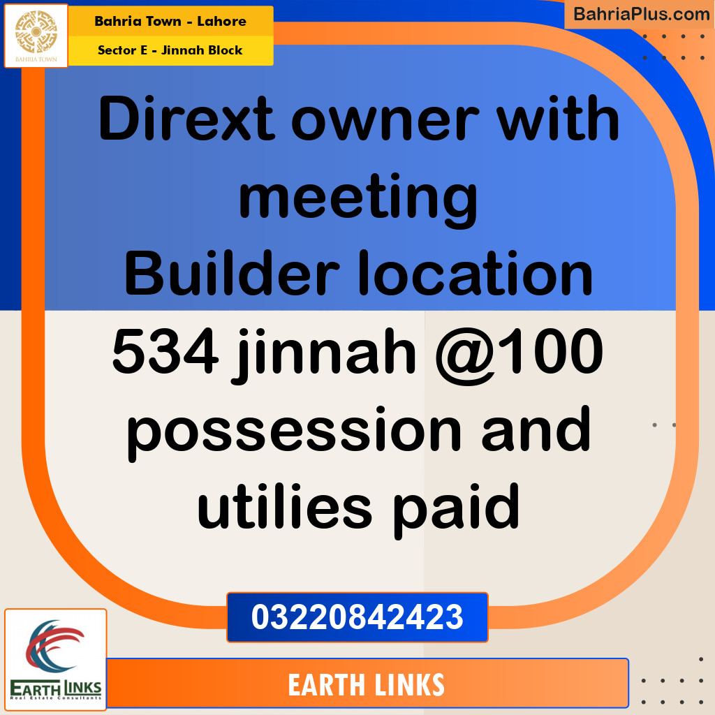 Residential Plot for Sale in Sector E - Jinnah Block -  Bahria Town, Lahore - (BP-162684)
