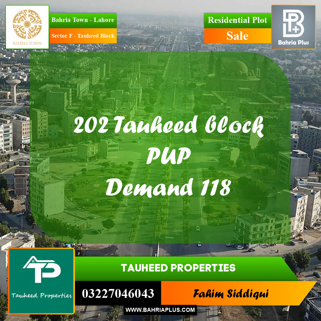 Residential Plot for Sale in Sector F - Tauheed Block -  Bahria Town, Lahore - (BP-162686)