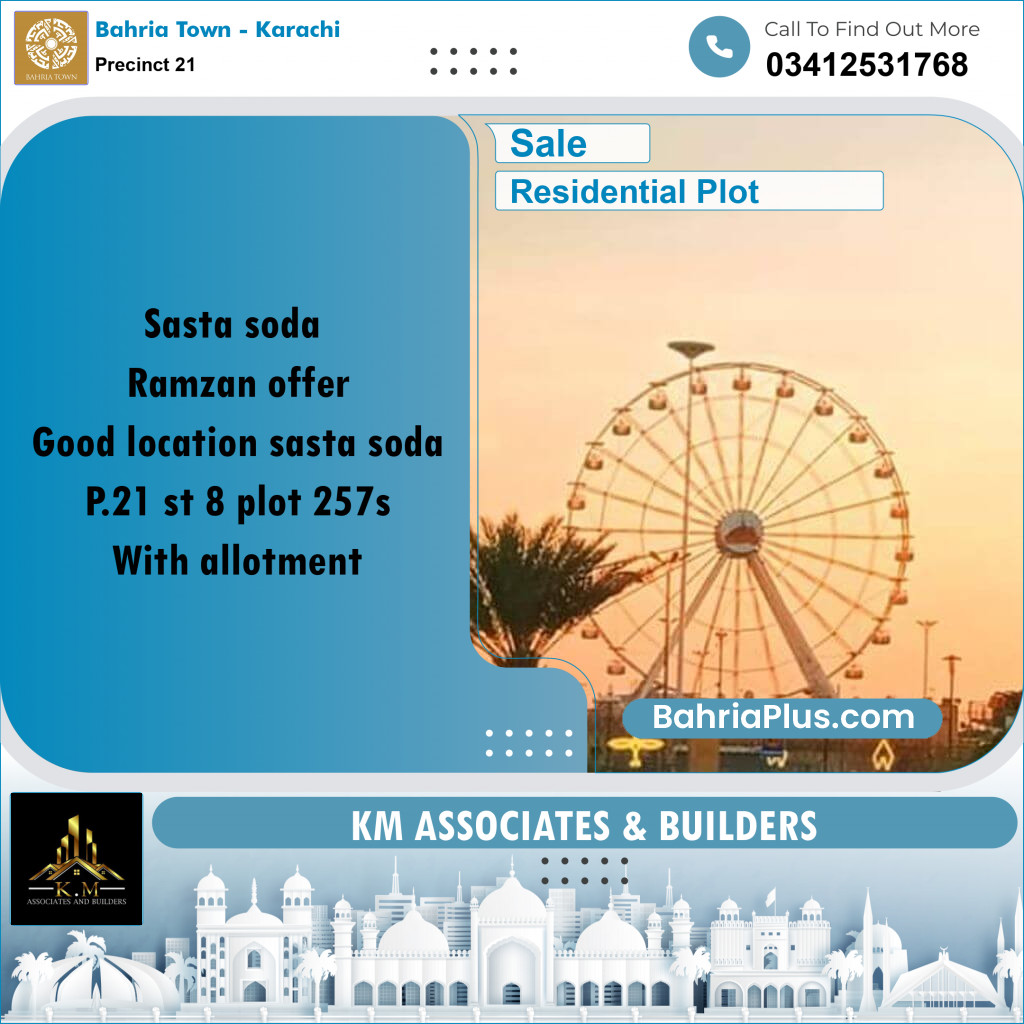 250 Sq. Yards Residential Plot for Sale in Precinct 21 -  Bahria Town, Karachi - (BP-162702)