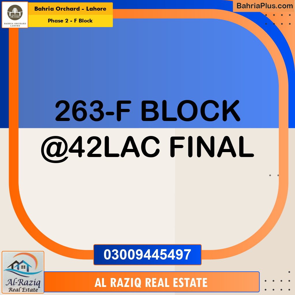 Residential Plot for Sale in Phase 2 - F Block -  Bahria Orchard, Lahore - (BP-162719)