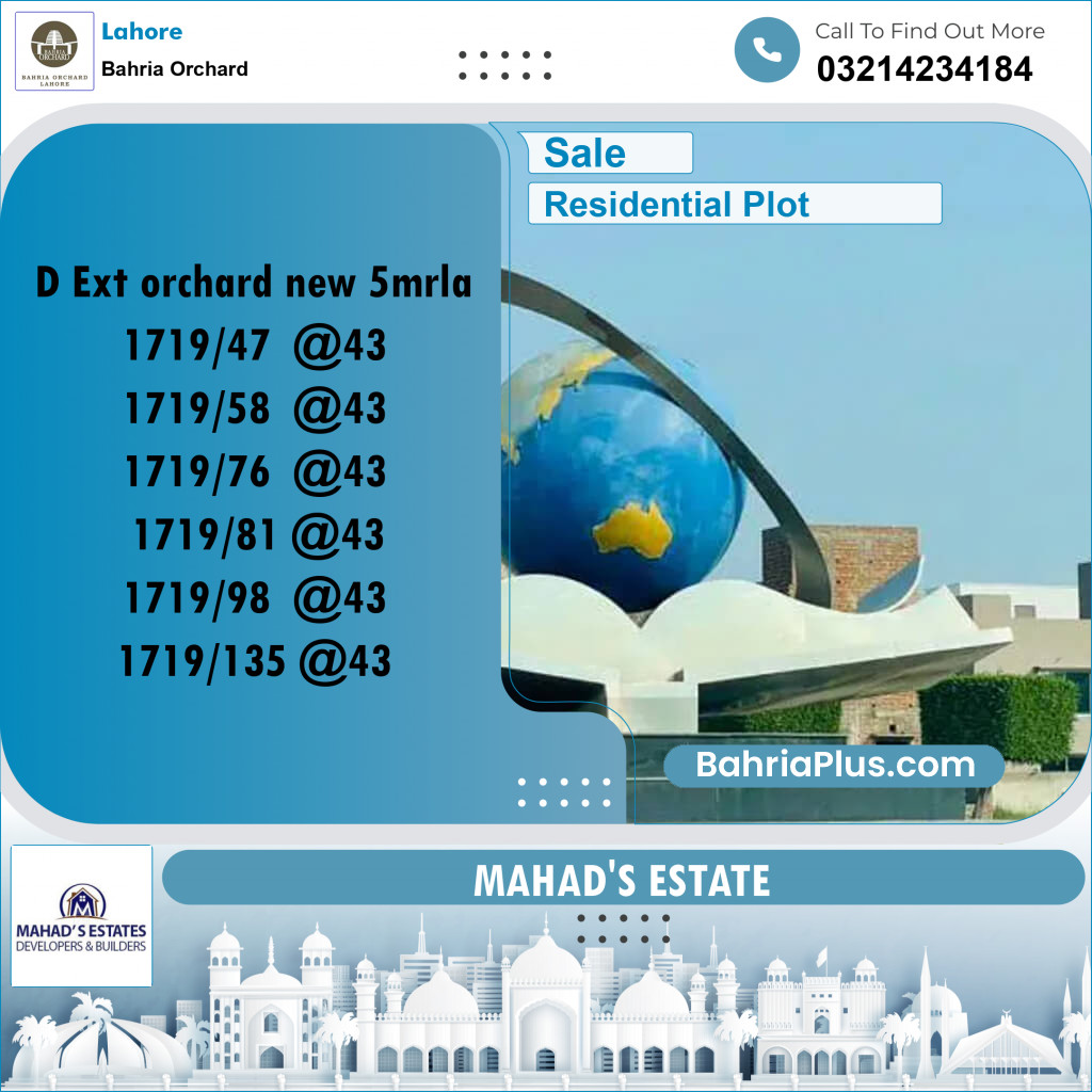 Residential Plot for Sale in Phase 2 - D Block -  Bahria Orchard, Lahore - (BP-162730)