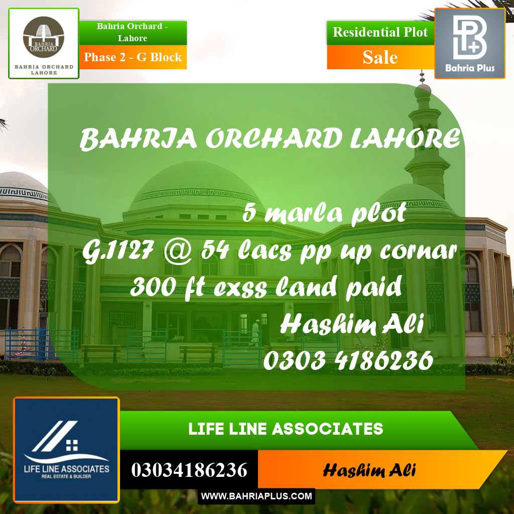 Residential Plot for Sale in Phase 2 - G Block -  Bahria Orchard, Lahore - (BP-162732)