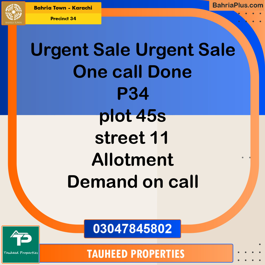 250 Sq. Yards Residential Plot for Sale in Precinct 34 -  Bahria Town, Karachi - (BP-162733)