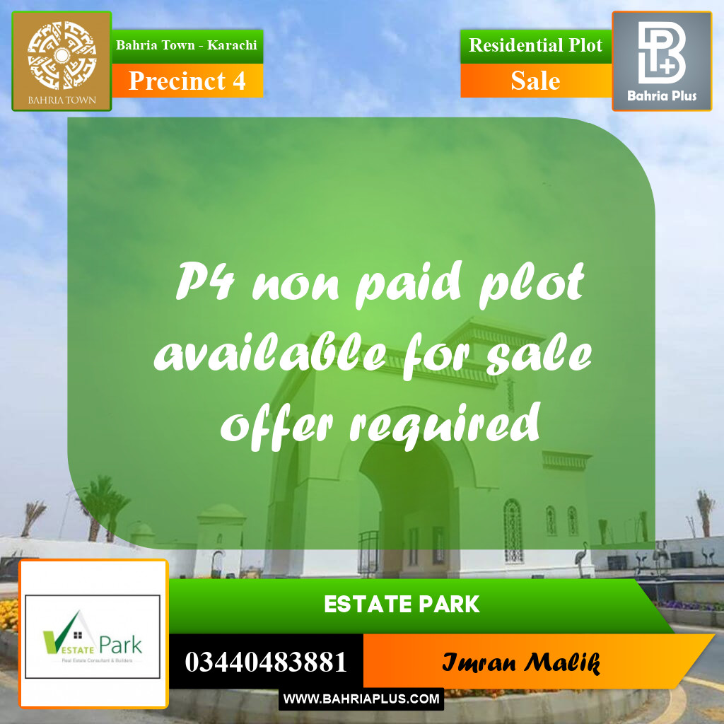 500 Sq. Yards Residential Plot for Sale in Precinct 4 -  Bahria Town, Karachi - (BP-162736)