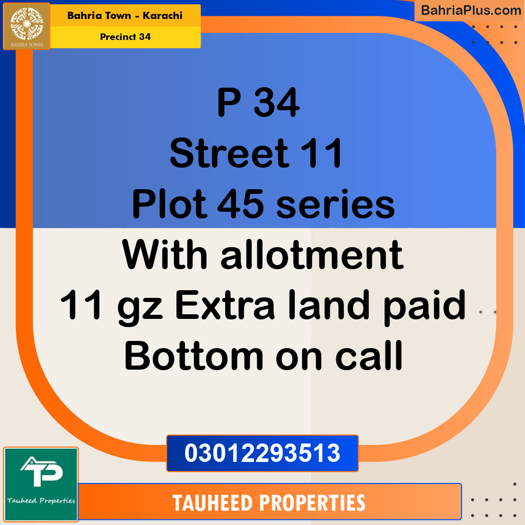 250 Sq. Yards Residential Plot for Sale in Precinct 34 -  Bahria Town, Karachi - (BP-162738)
