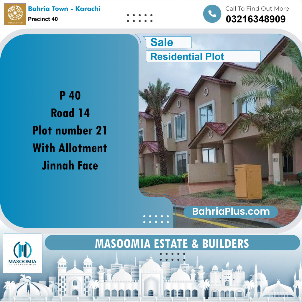 Residential Plot for Sale in Precinct 40 -  Bahria Town, Karachi - (BP-162806)