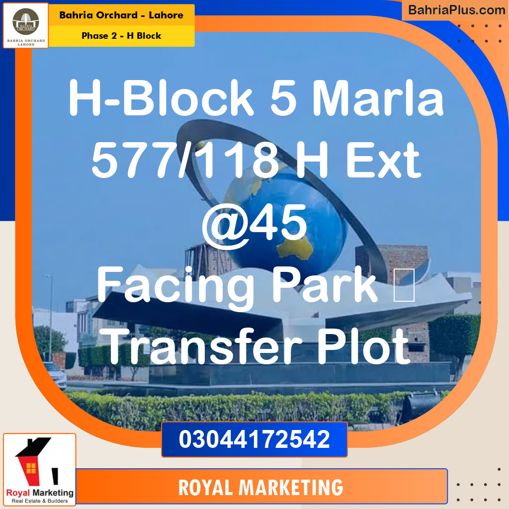 Residential Plot for Sale in Phase 2 - H Block -  Bahria Orchard, Lahore - (BP-162836)
