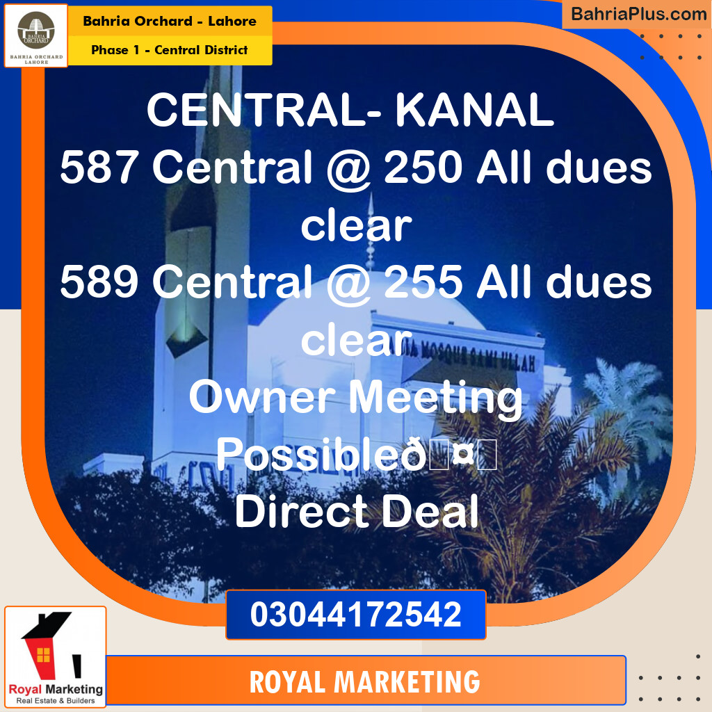 Residential Plot for Sale in Phase 1 - Central District -  Bahria Orchard, Lahore - (BP-162853)