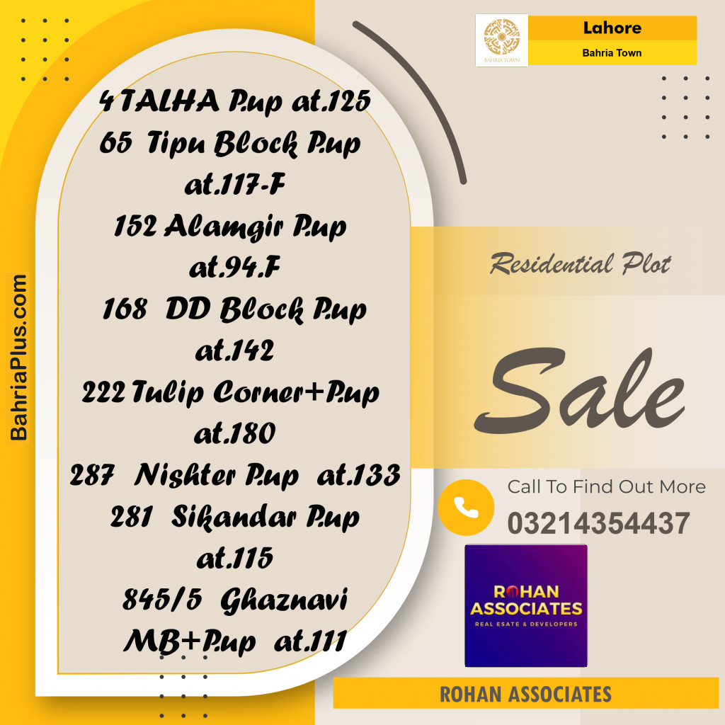Residential Plot for Sale in Sector F - Talha Block -  Bahria Town, Lahore - (BP-162864)