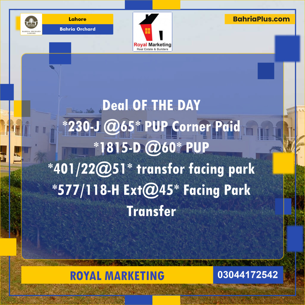 Residential Plot for Sale in Phase 2 - J Block -  Bahria Orchard, Lahore - (BP-162880)