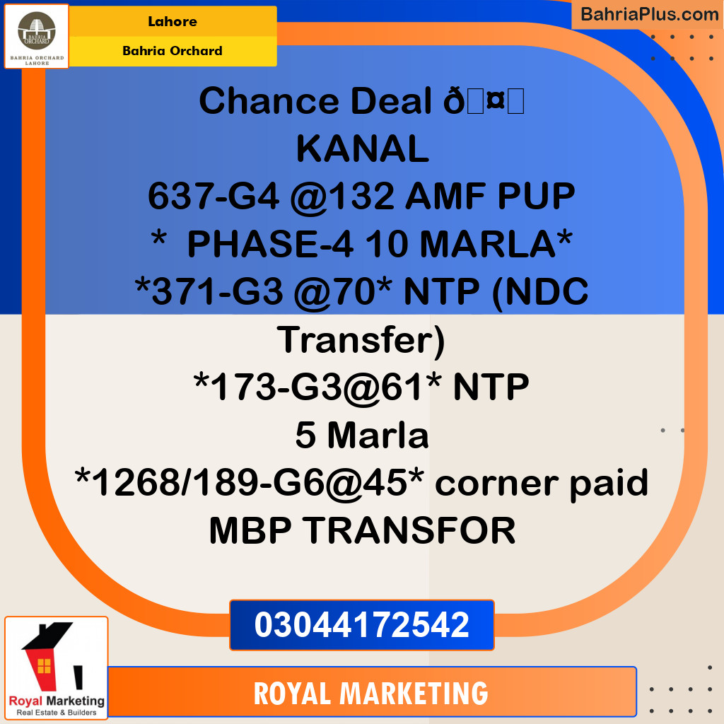 Residential Plot for Sale in Phase 4 - G4 Block -  Bahria Orchard, Lahore - (BP-162895)