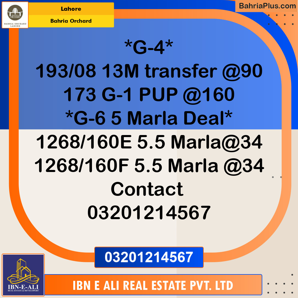 Residential Plot for Sale in Phase 4 - G4 Block -  Bahria Orchard, Lahore - (BP-162901)