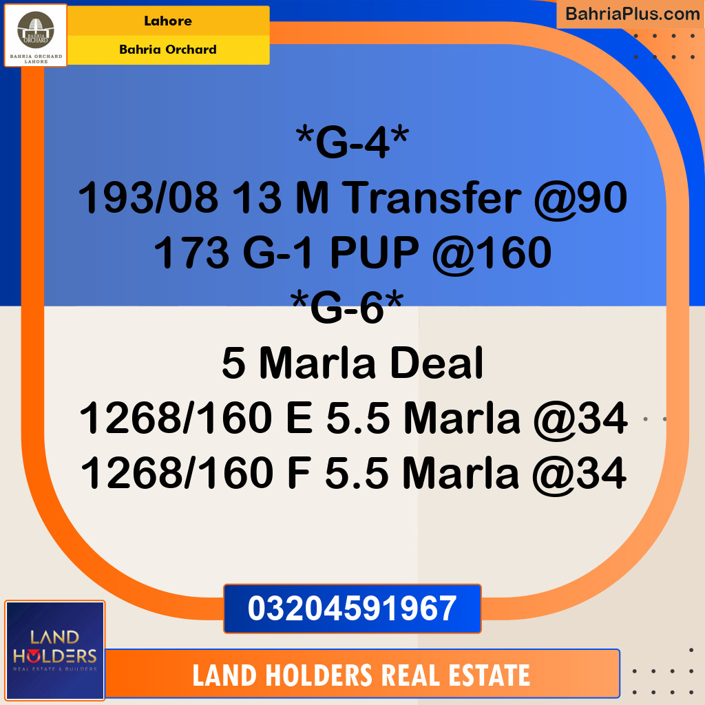Residential Plot for Sale in Phase 4 - G4 Block -  Bahria Orchard, Lahore - (BP-162905)