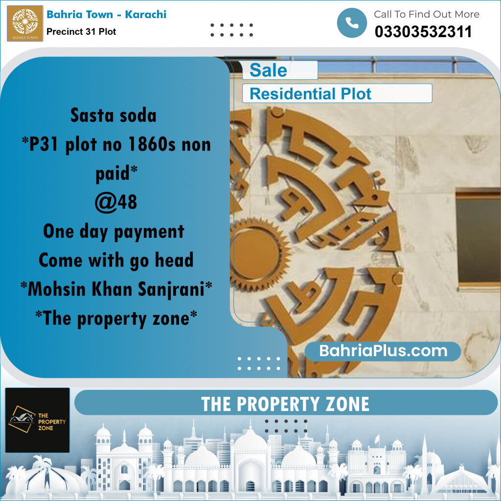 Residential Plot for Sale in Precinct 31 Plot -  Bahria Town, Karachi - (BP-162924)