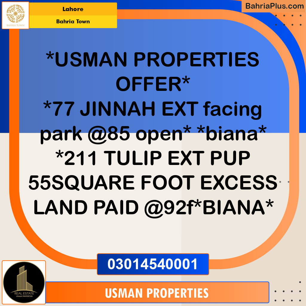 Residential Plot for Sale in Sector E - Jinnah Ext. Block -  Bahria Town, Lahore - (BP-162930)