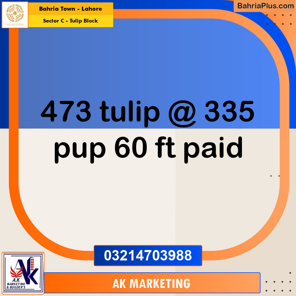 Residential Plot for Sale in Sector C - Tulip Block -  Bahria Town, Lahore - (BP-162943)