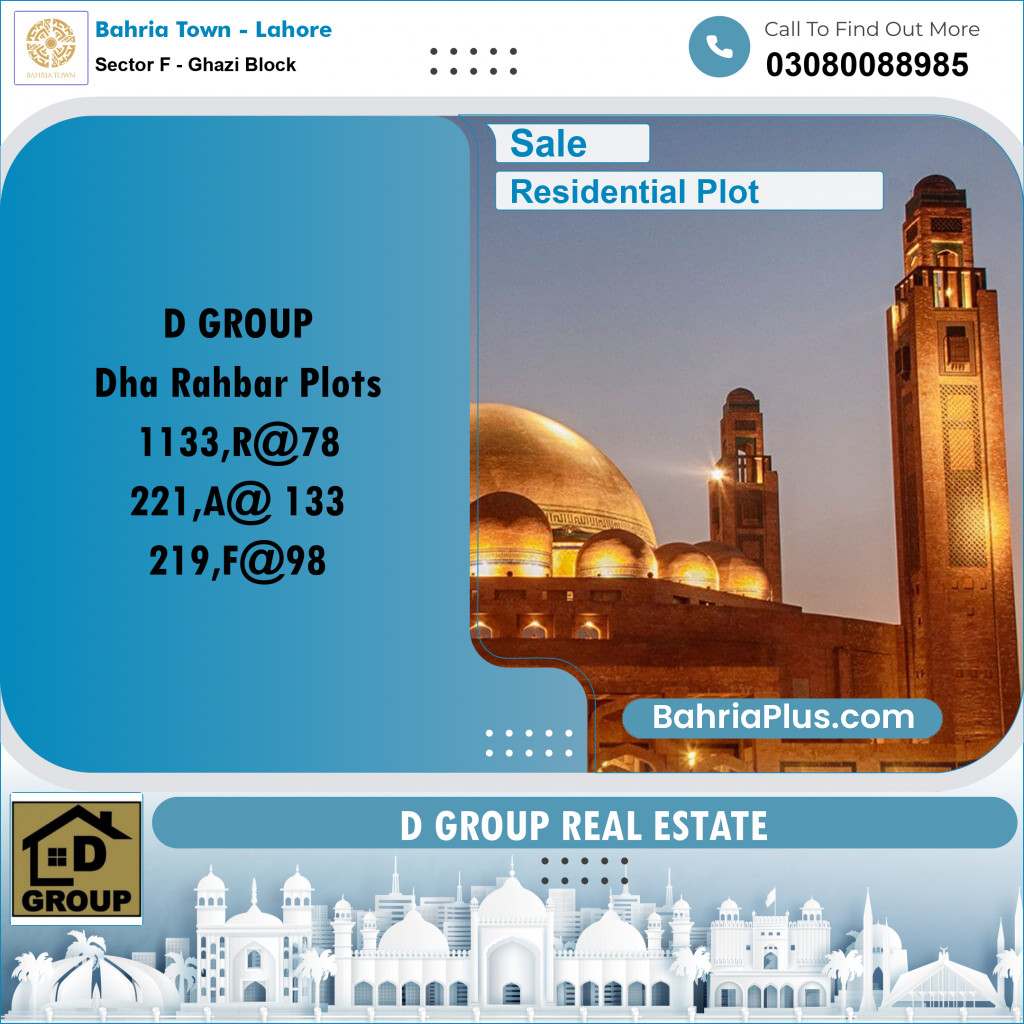 Residential Plot for Sale in Sector F - Ghazi Block -  Bahria Town, Lahore - (BP-162960)