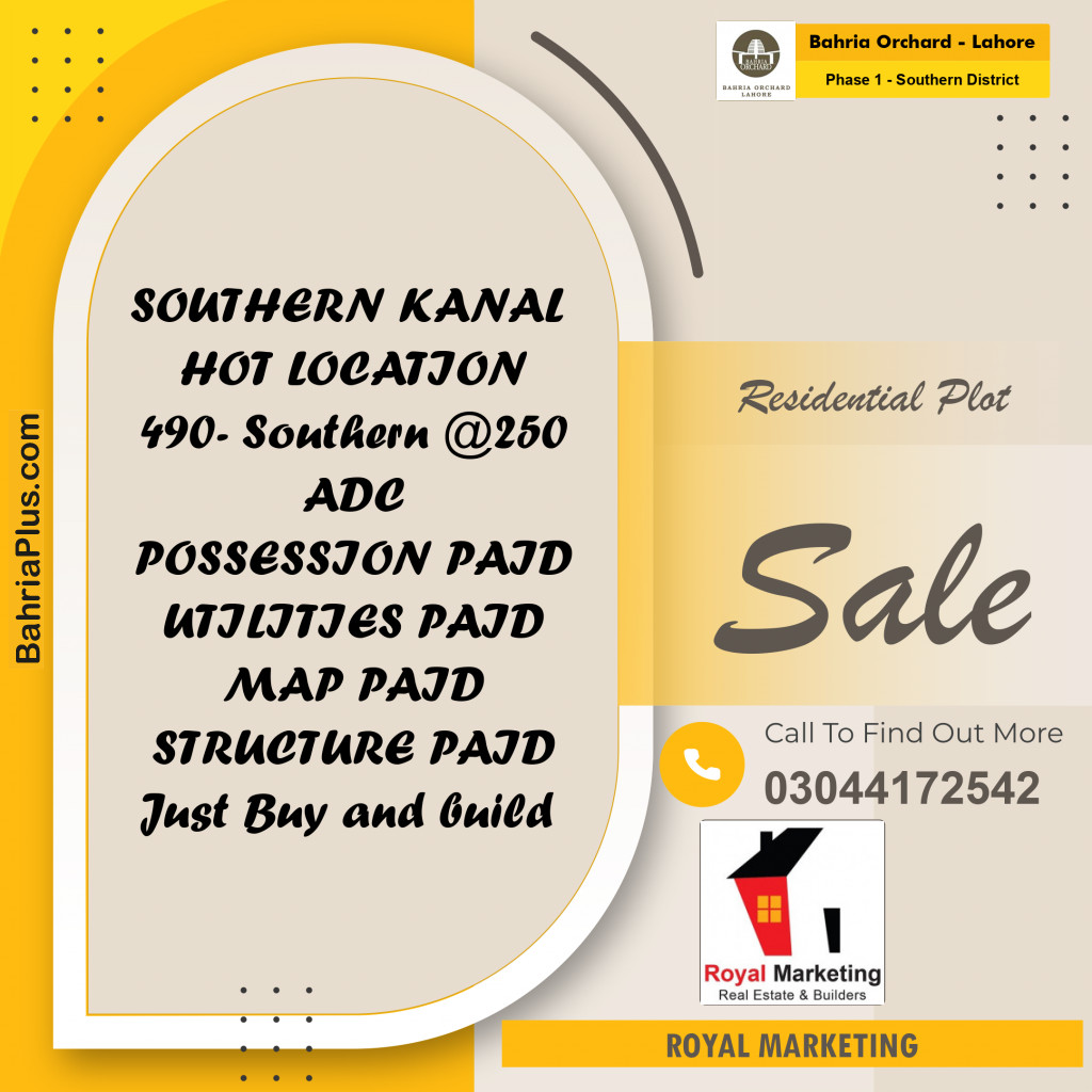 Residential Plot for Sale in Phase 1 - Southern District -  Bahria Orchard, Lahore - (BP-163003)