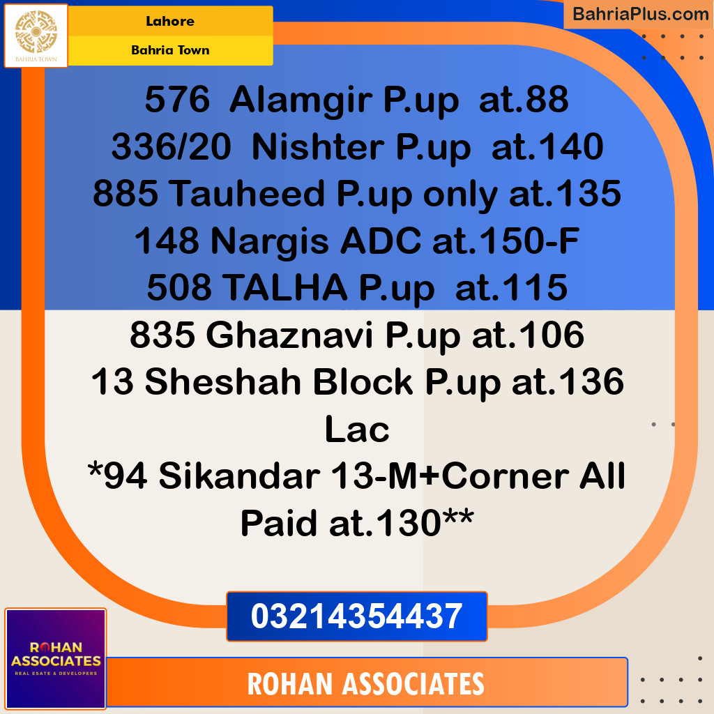 Residential Plot for Sale in Sector F - Alamgir Block -  Bahria Town, Lahore - (BP-163027)