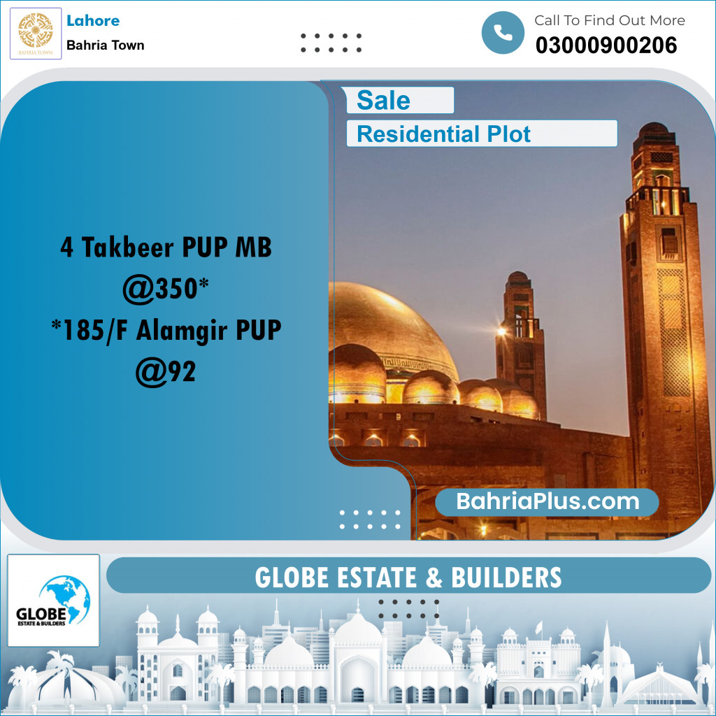 Residential Plot for Sale in Sector B - Takbeer Block - Bahria Town, Lahore - (BP-163034)