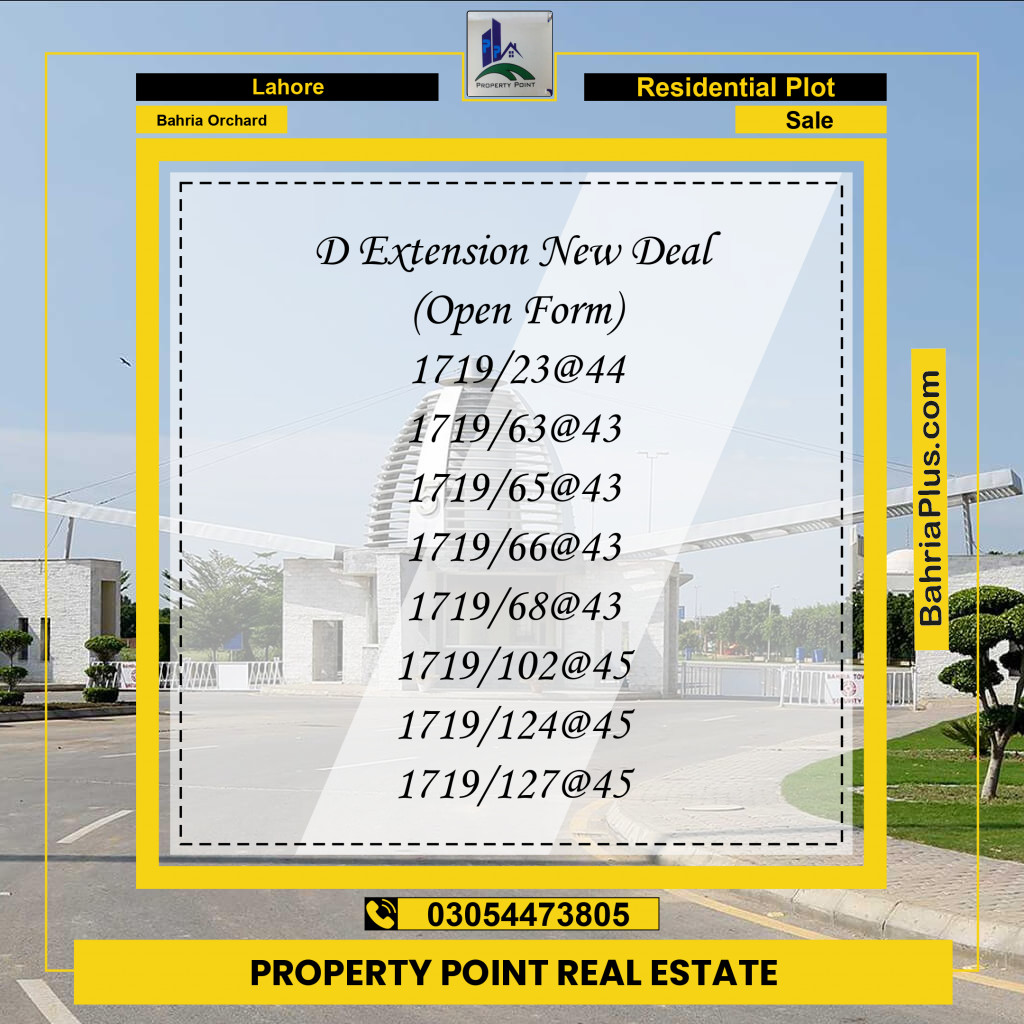 Residential Plot for Sale in Phase 2 - D Block -  Bahria Orchard, Lahore - (BP-163040)