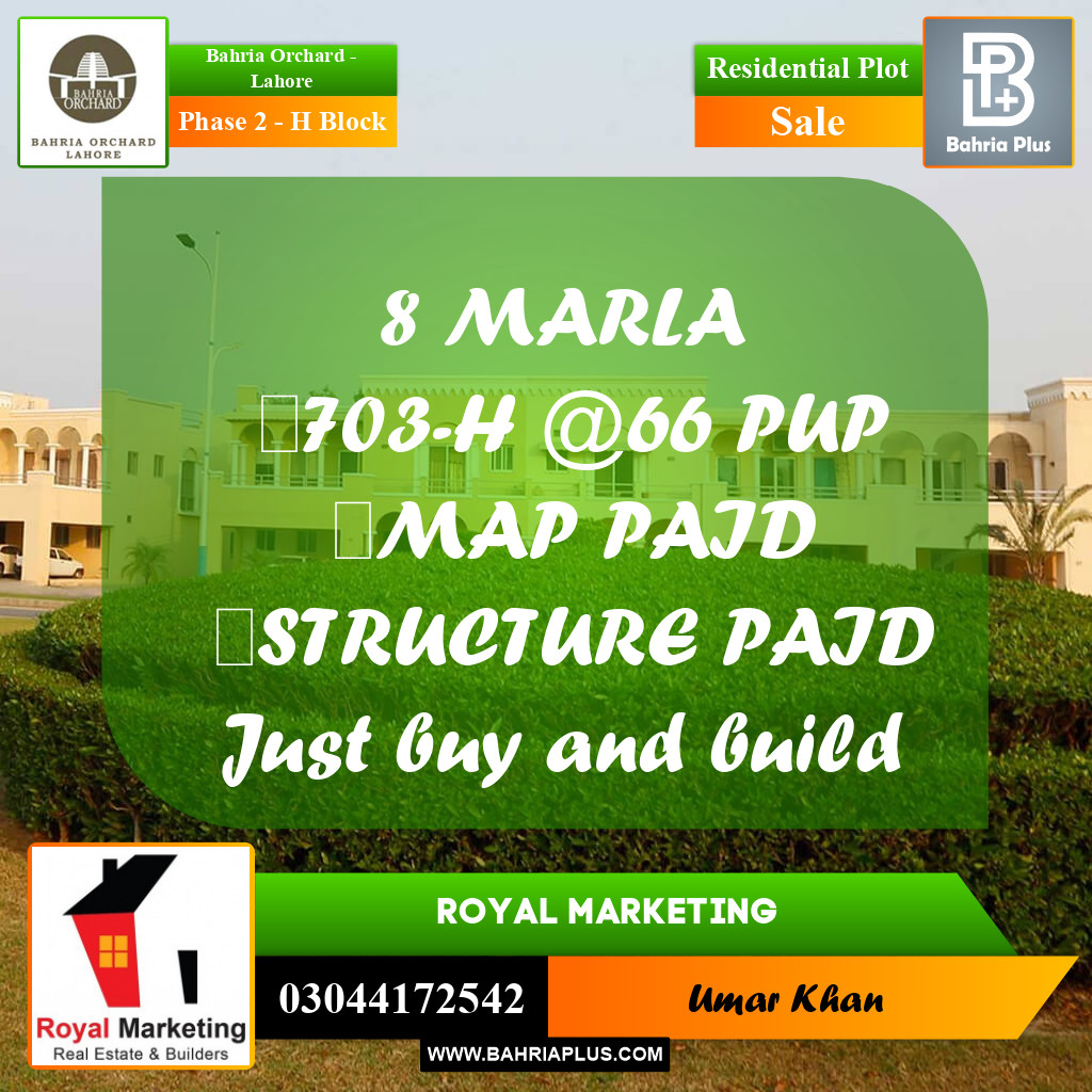 Residential Plot for Sale in Phase 2 - H Block -  Bahria Orchard, Lahore - (BP-163043)