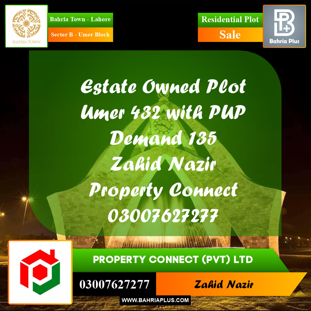 Residential Plot for Sale in Sector B - Umer Block -  Bahria Town, Lahore - (BP-163057)