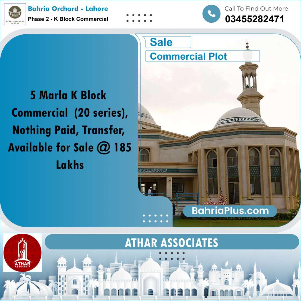 Commercial Plot for Sale in Phase 2 - K Block Commercial -  Bahria Orchard, Lahore - (BP-163114)