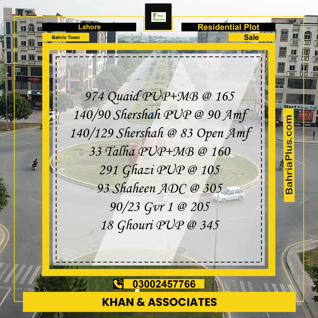 Residential Plot for Sale in Sector E - Quaid Block -  Bahria Town, Lahore - (BP-163138)