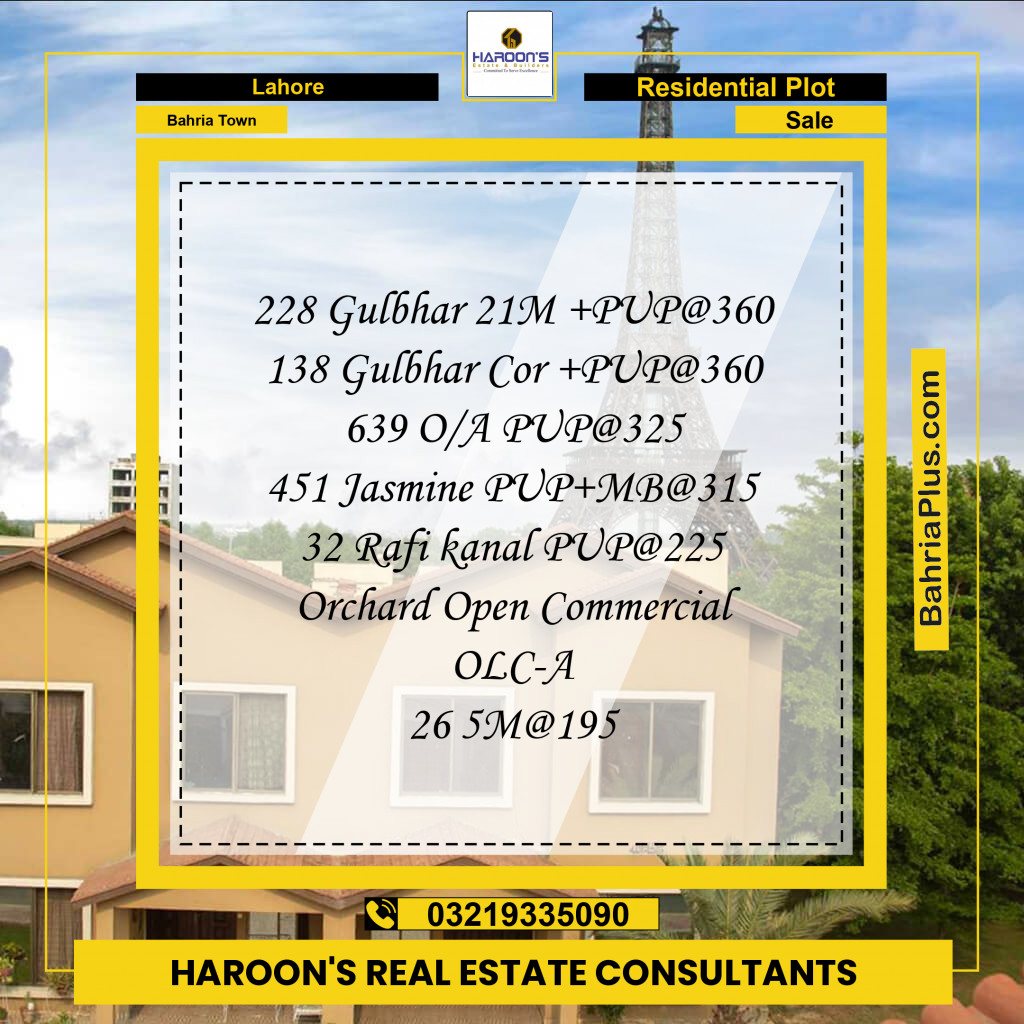 Residential Plot for Sale in Sector C - Gulbahar Block -  Bahria Town, Lahore - (BP-163147)