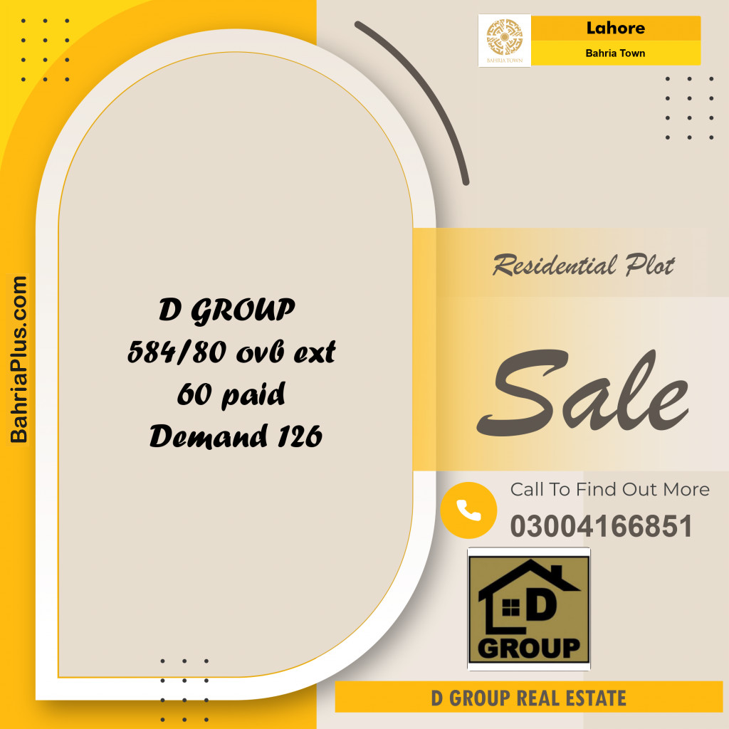 Residential Plot for Sale in Overseas B Ext -  Bahria Town, Lahore - (BP-163148)