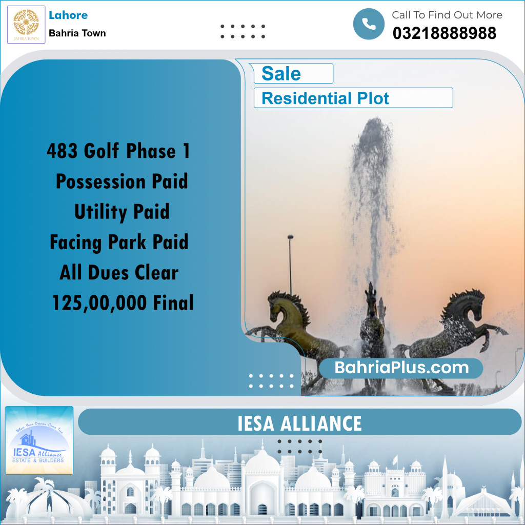 Residential Plot for Sale in Golf Phase 1 -  Bahria Town, Lahore - (BP-163153)