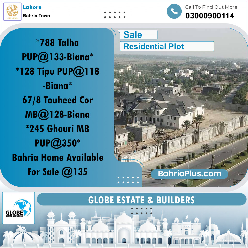 Residential Plot for Sale in Sector F - Talha Block - Bahria Town, Lahore - (BP-163178)