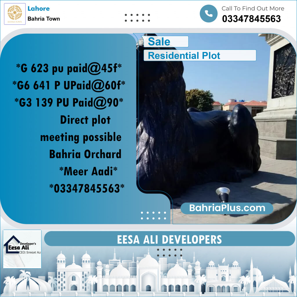 Residential Plot for Sale in Phase 4 - G6 Block -  Bahria Orchard, Lahore - (BP-163223)