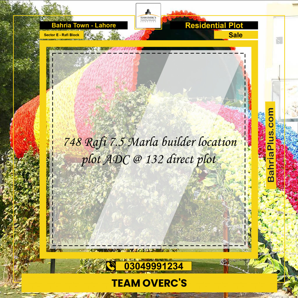 Residential Plot for Sale in Sector E - Rafi Block - Bahria Town, Lahore - (BP-163228)