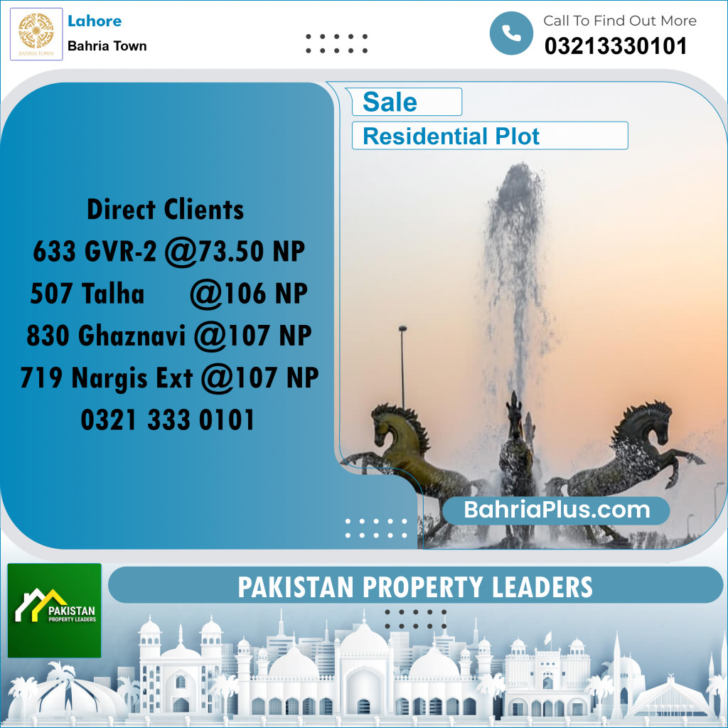 Residential Plot for Sale in Golf Phase 2 -  Bahria Town, Lahore - (BP-163316)
