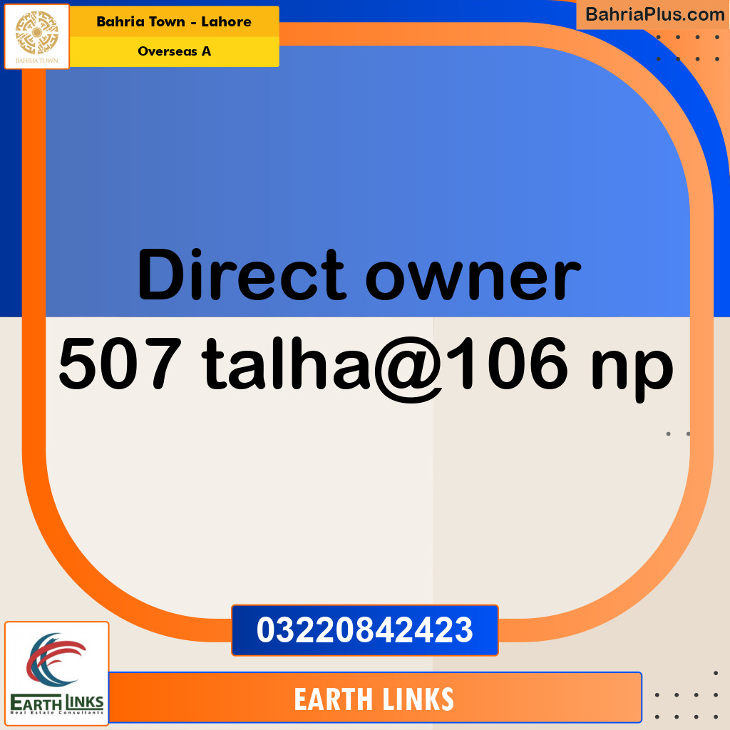Residential Plot for Sale in Overseas A -  Bahria Town, Lahore - (BP-163326)