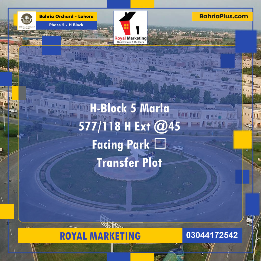 Residential Plot for Sale in Phase 2 - H Block -  Bahria Orchard, Lahore - (BP-163337)