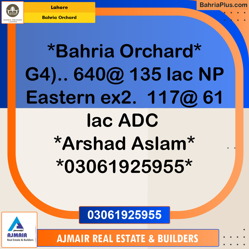 Residential Plot for Sale in Phase 4 - G4 Block -  Bahria Orchard, Lahore - (BP-163347)
