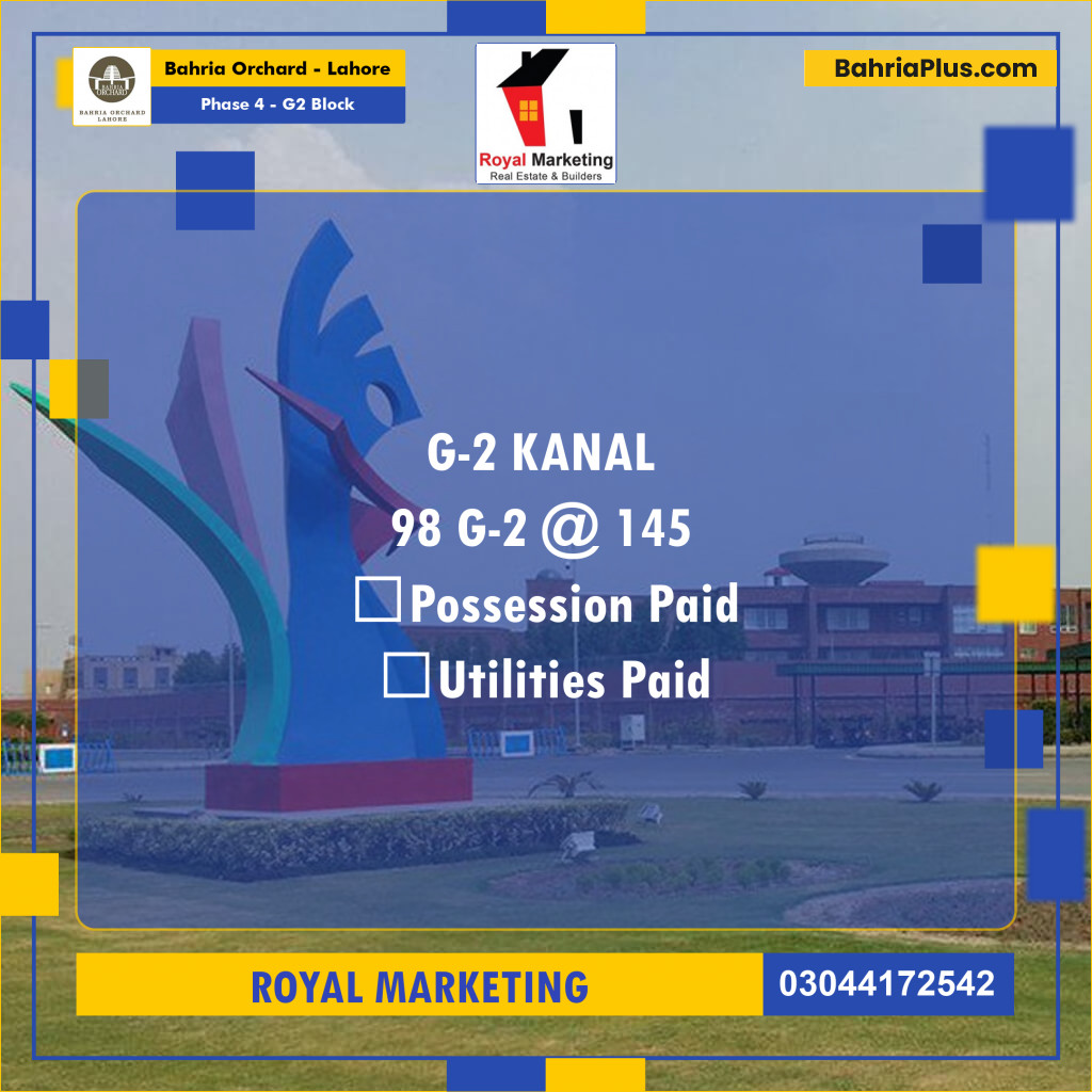 Residential Plot for Sale in Phase 4 - G2 Block -  Bahria Orchard, Lahore - (BP-163351)